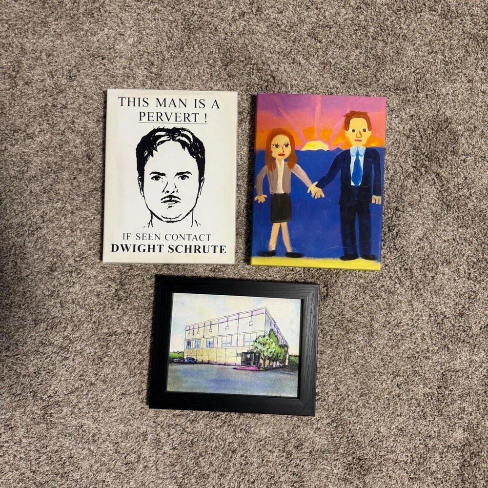 The Office Dunder Mifflin Wall Art & Save Bandit Notebook Set Pam Beesly Art